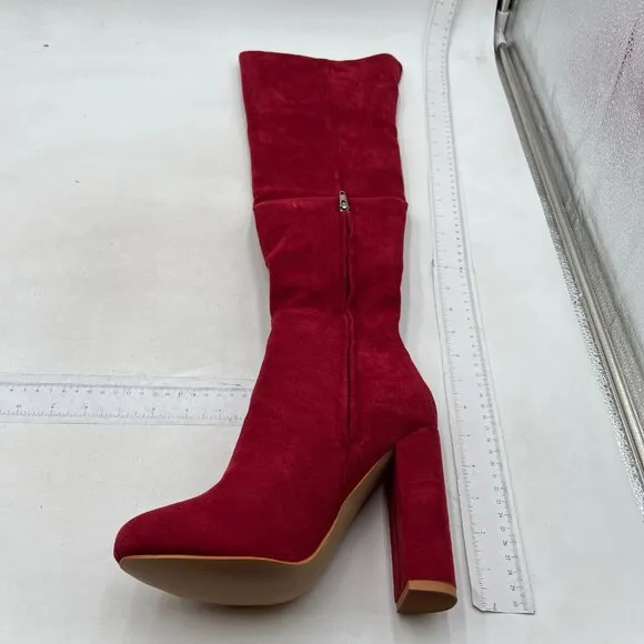FSJ Women Over The Knee Chunky High Heels Stretch Thigh High Long Boot Red Boots