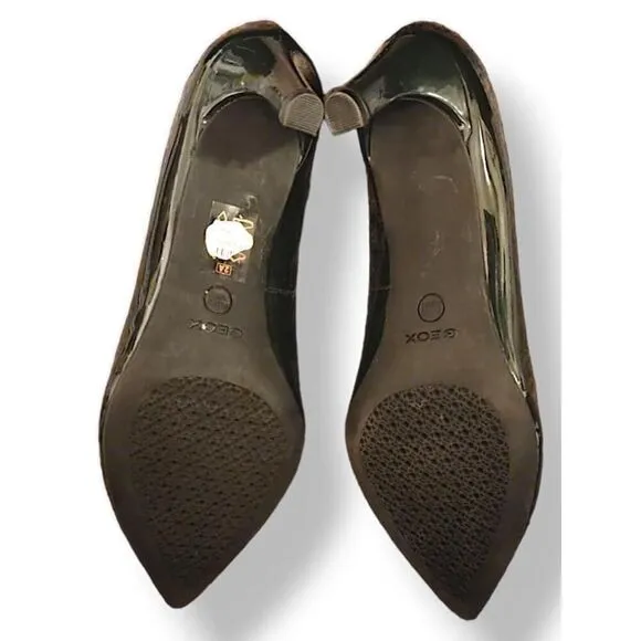 Geox Women Green Patent Leather Heel Pump Shoes 38 US 7.5
