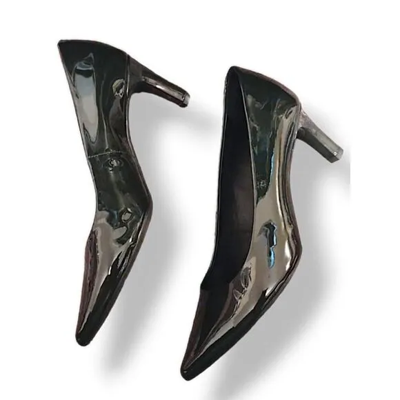 Geox Women Green Patent Leather Heel Pump Shoes 38 US 7.5