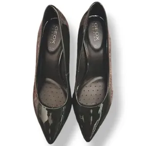 Geox Women Green Patent Leather Heel Pump Shoes 38 US 7.5