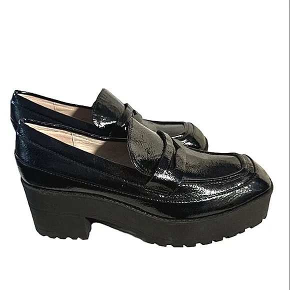 GIANNI BINI Avivatwo Patent Chunky Lug Platform Loafers NWT