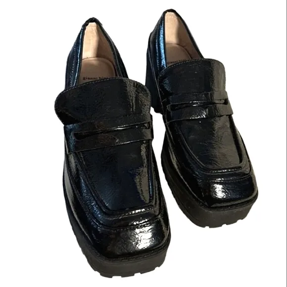 GIANNI BINI Avivatwo Patent Chunky Lug Platform Loafers NWT