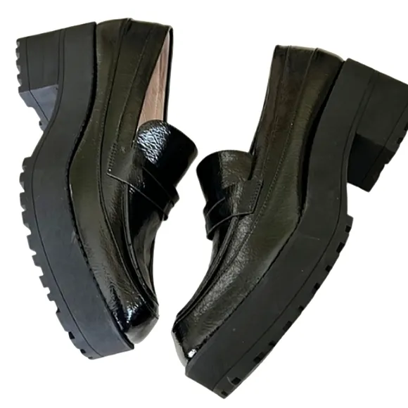 GIANNI BINI Avivatwo Patent Chunky Lug Platform Loafers NWT