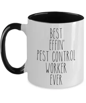 Gift For Pest Control Worker Best Effin' Pest Control Worker Ever Mug Two-Tone Coffee Cup Funny Coworker Gifts