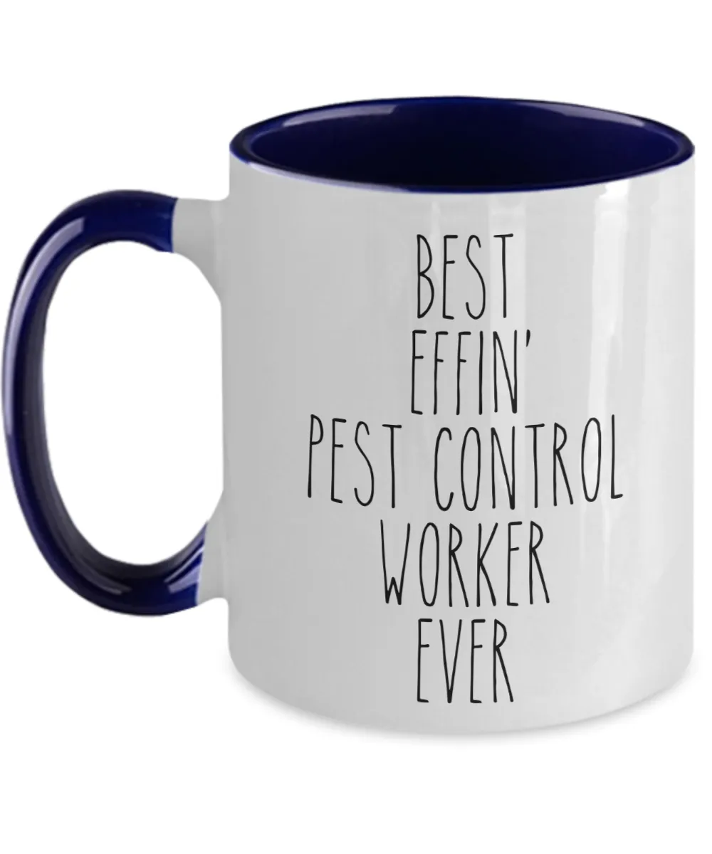 Gift For Pest Control Worker Best Effin' Pest Control Worker Ever Mug Two-Tone Coffee Cup Funny Coworker Gifts