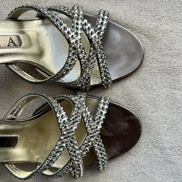 Gina Swarovski® Crystal Gold Cross Strappy High Stiletto Heeled Sandals Women 5