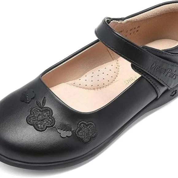 Girls School Uniform Dress Shoes Mary Jane Black Flats