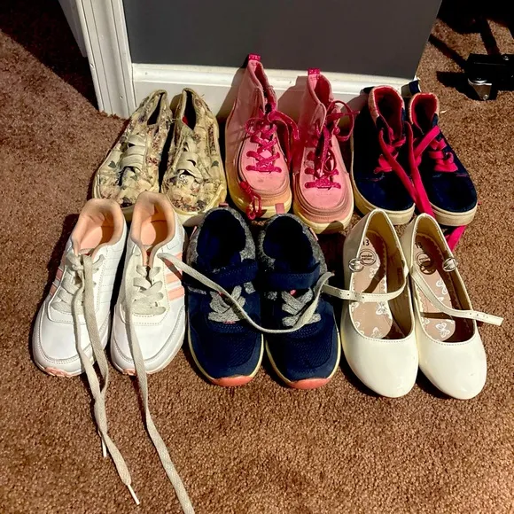 Girls Toddler Shoes Lot 6 Pairs Adidas, Carter, Blowfish, Oomphies &amp; More!!!