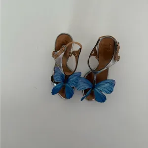 Giuseppe ZANOTTI heels sandals shoes blue butterfly white orchid size 36 6 Y2K