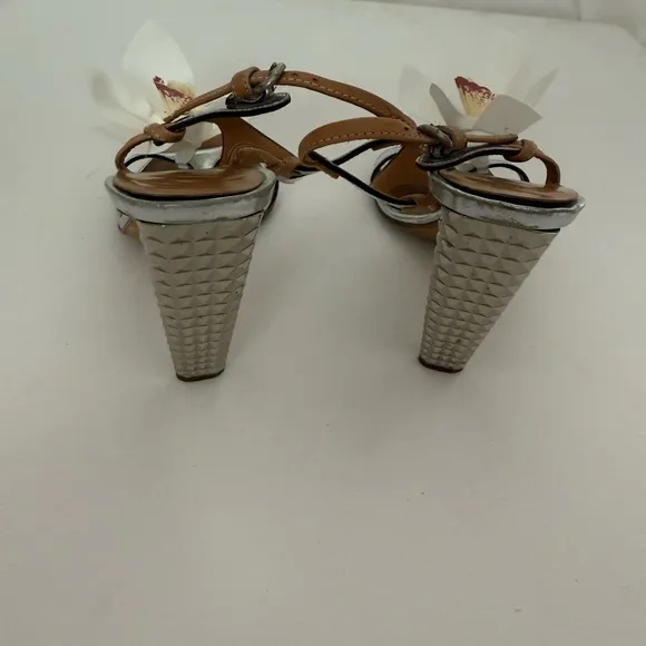 Giuseppe ZANOTTI heels sandals shoes butterfly white orchid size 36 6 Y2K