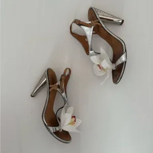 Giuseppe ZANOTTI heels sandals shoes butterfly white orchid size 36 6 Y2K