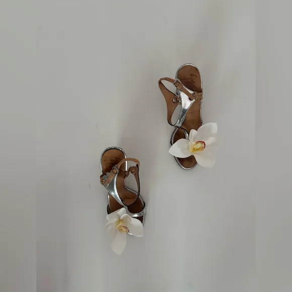 Giuseppe ZANOTTI heels sandals shoes butterfly white orchid size 36 6 Y2K