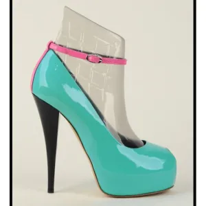 GIUSEPPE ZANOTTI SHOES NEON COLORBLOCK PLATFORM OPEN TOE PUMP sz 36.5 6.5