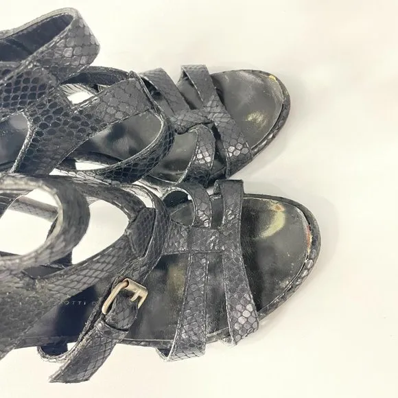 Giusuppe Zanotti Black python Gladiator Strappy Heels Sandals, Size 38.5