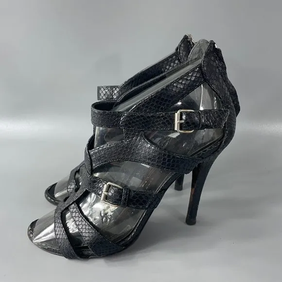 Giusuppe Zanotti Black python Gladiator Strappy Heels Sandals, Size 38.5