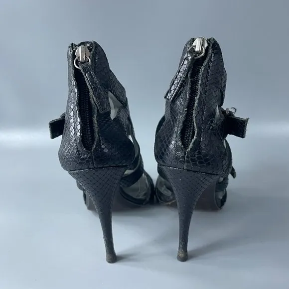 Giusuppe Zanotti Black python Gladiator Strappy Heels Sandals, Size 38.5