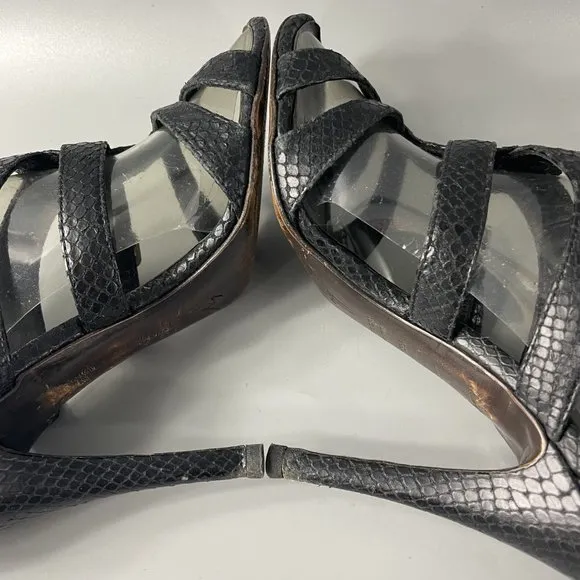 Giusuppe Zanotti Black python Gladiator Strappy Heels Sandals, Size 38.5
