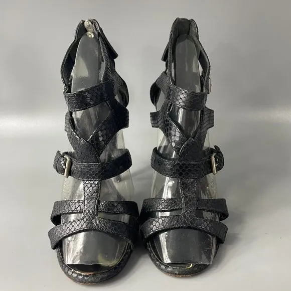 Giusuppe Zanotti Black python Gladiator Strappy Heels Sandals, Size 38.5