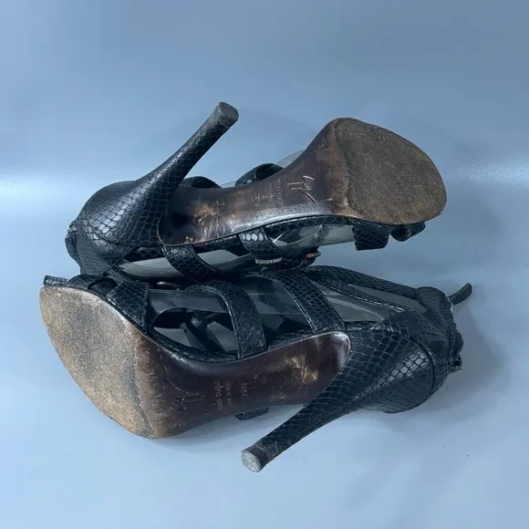 Giusuppe Zanotti Black python Gladiator Strappy Heels Sandals, Size 38.5