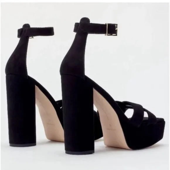 GOOD AMERICAN black suede platform sandals size 9, new in box