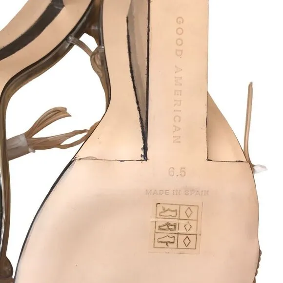 Good American Cinderella Wedge Silver Strap Sandal Size 6.5 NEW IN BOX GA080V-X