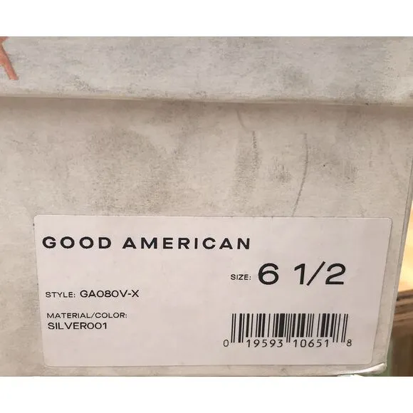 Good American Cinderella Wedge Silver Strap Sandal Size 6.5 NEW IN BOX GA080V-X
