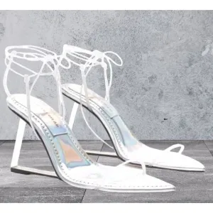 Good American Cinderella Wedge Silver Strap Sandal Size 6.5 NEW IN BOX GA080V-X