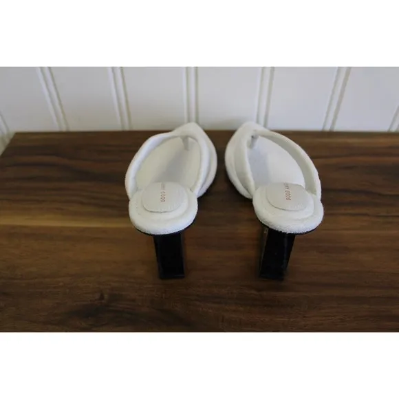 Good American Clear Wedge Sandals‎ White Terry Women’s SIZE 9 GA077T-X NEW