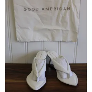 Good American Clear Wedge Sandals‎ White Terry Women’s SIZE 9 GA077T-X NEW