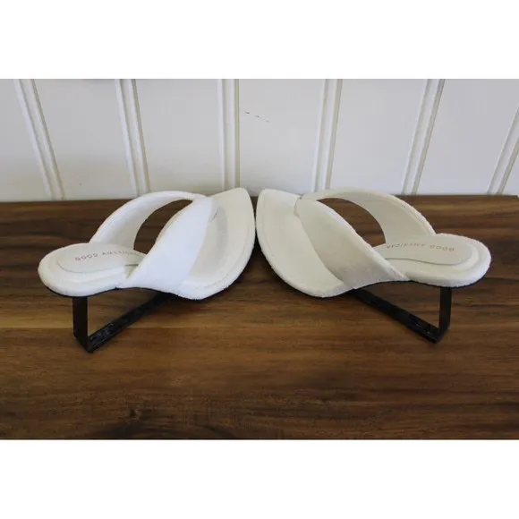 Good American Clear Wedge Sandals‎ White Terry Women’s SIZE 9 GA077T-X NEW