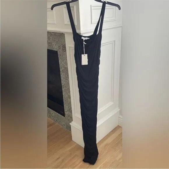 GOOD AMERICAN NWT SLINKY JERSEY MAXI TANK DRESS IN BLACK SIZE XS