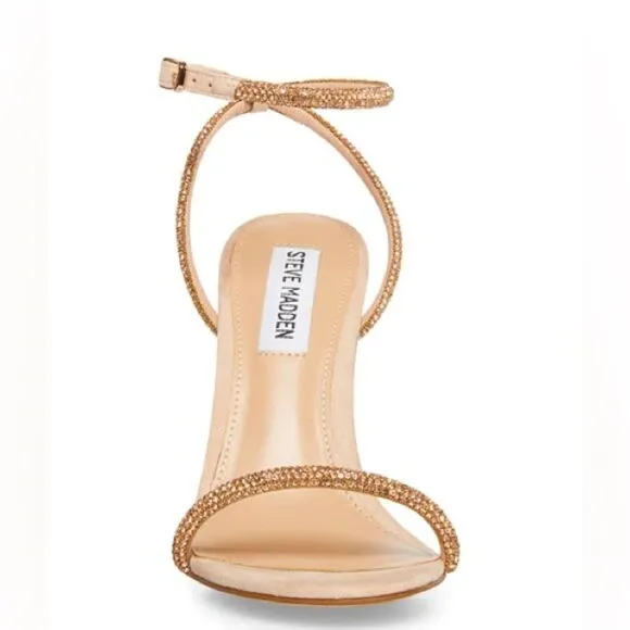 Gorgeous jeweled strappy sandals gold with encrusted jewels straps. 4 inch heel