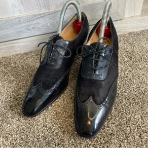 Graviti Black Suede Heeled Oxford Menswear Shootie Bootie Platform