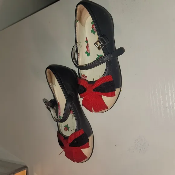 Gucci Little Girl Dark Blue and Red Bow Shoes/Flats