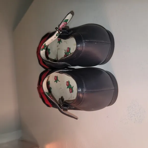 Gucci Little Girl Dark Blue and Red Bow Shoes/Flats