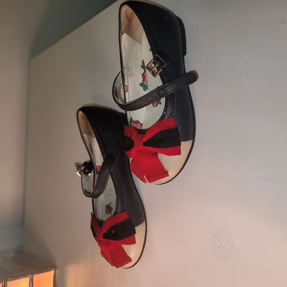 Gucci Little Girl Dark Blue and Red Bow Shoes/Flats