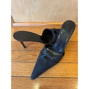 Gucci pointy monogram GG slide heel shoes 10b (600