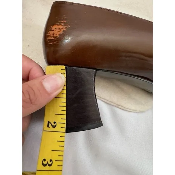 Gucci Shoes Vintage Brown Square Toe Leather Pump Size 7.5