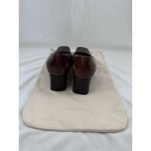 Gucci Shoes Vintage Brown Square Toe Leather Pump Size 7.5
