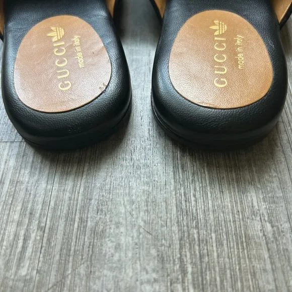 Gucci X Adidas Leather Black Suede Mules Size 6