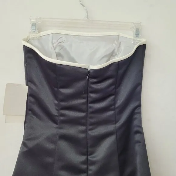 Gunne Sax Dress Size 1/2 Strapless Formal Classic Black/White Rhinestone Prom