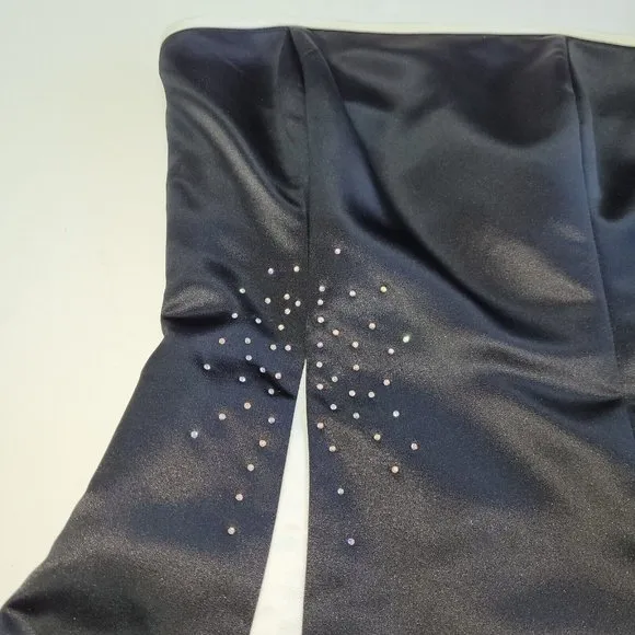 Gunne Sax Dress Size 1/2 Strapless Formal Classic Black/White Rhinestone Prom