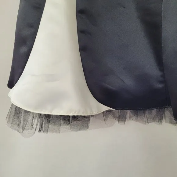 Gunne Sax Dress Size 1/2 Strapless Formal Classic Black/White Rhinestone Prom