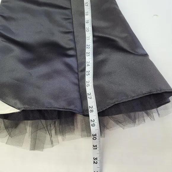 Gunne Sax Dress Size 1/2 Strapless Formal Classic Black/White Rhinestone Prom