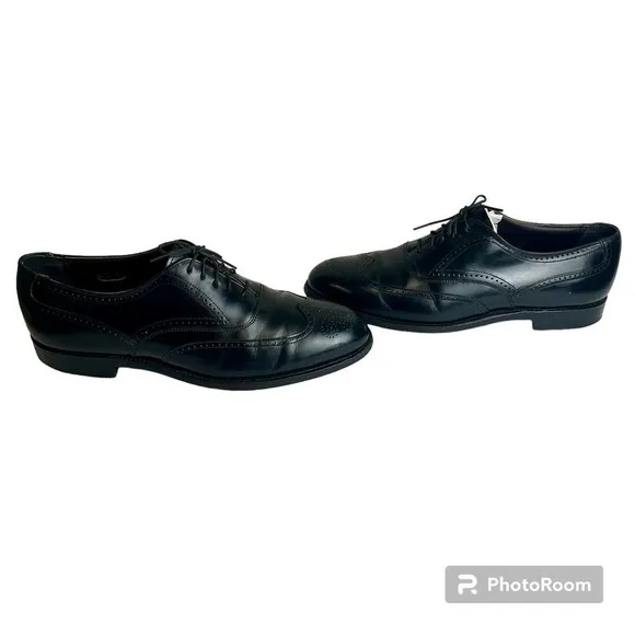Hanover MasterFlex Dress Shoes Men’s sz. 10 Black Wingtip Oxford Leather‎