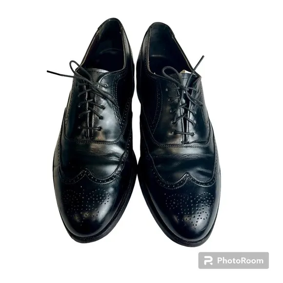 Hanover MasterFlex Dress Shoes Men’s sz. 10 Black Wingtip Oxford Leather‎
