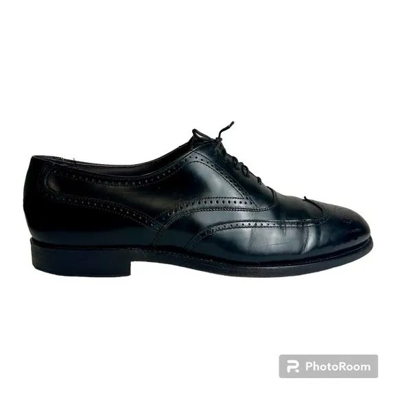 Hanover MasterFlex Dress Shoes Men’s sz. 10 Black Wingtip Oxford Leather‎