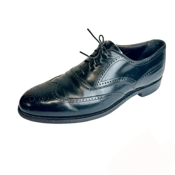 Hanover MasterFlex Dress Shoes Men’s sz. 10 Black Wingtip Oxford Leather‎