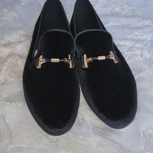 Harpelunde Italian Men Black Velvet Buckle Strap Flat Dress Wedding Shoes Loafer