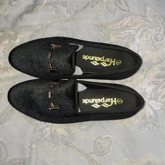 Harpelunde Italian Men Black Velvet Buckle Strap Flat Dress Wedding Shoes Loafer